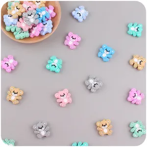 Bunte Silikon-Bärenperlen für DIY-Schnullerketten und Baby-Beißspielzeug-Zubehör