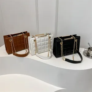 Bolso de Hombro Acolchado de Cuero PU para Mujer Vintage Lujo Patrón de Rombos Cadena Bolso de Bandolera Moda Bolso de Axila Regalo