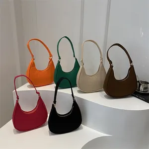 Minimalist croco-embossed half-moon hobo bags available in six vibrant trendy colors