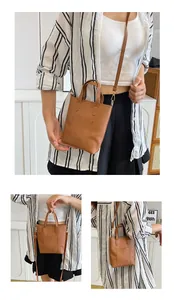 Détail du sac à téléphone en cuir PU marron texturé avec gaufrage Fashion et bandoulière