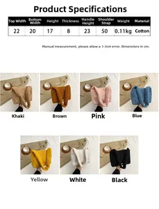 Detailed size specifications for a stylish plush canvas heart handbag with color options