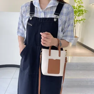Sac pour Téléphone en Cuir PU Texture Litchi pour Femmes Sac Seau Bandoulière Minimaliste Petit Sac Polyvalent