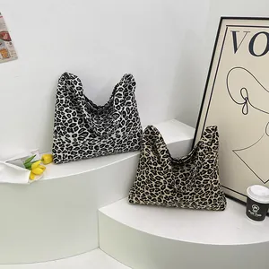 Fashionable leopard print canvas tote bags in brown and grey stylish leopard patterns