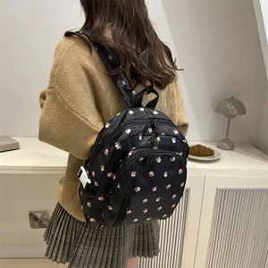 Mini Zaino con Stampa Floreale per Donna Nylon Leggero Piccola Cartella per Ragazze Stile Ins Dolce Zainetto da Viaggio Motivo