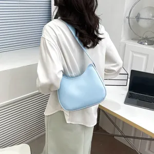 Minimalistische Retro PU Leren Zadeltas Okseltas Voor Dames Niche Ontwerp Effen Kleur Schoudertas Hobo Tas Mode