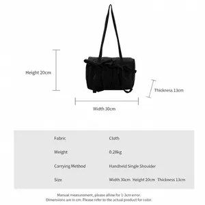 Sac fourre-tout noir à nœud papillon avec tableau des tailles 30x20x13cm et tissu