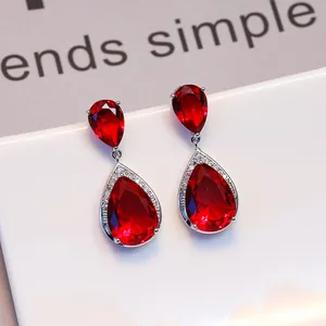 Elegante Kupfer Wassertropfen Zirkon Tropfen Ohrstecker Für Damen Luxuriöse Birnenförmige Kristall Ohrringe Für Hochzeit Party Bankett Schmuck