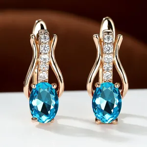 Klassische Ovale Zirkonia Brisur Ohrringe Gold Silber Vergoldet Kupfer Kristall Geometrischer Ohrschmuck Damen Täglich Schmuck