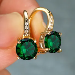 Orecchini a Cerchio con Zircone Rotondo in Rame Galvanizzato con Strass Bianchi per Gioielli da Donna Regalo per Matrimonio