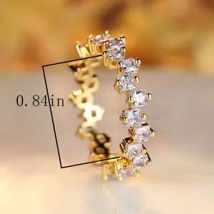Eternity ring in gold finish featuring light purple square-cut zircons with 0.84in diameter