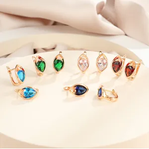 Boucles d'Oreilles Clous en Cuivre Zirconium Goutte d'Eau Minimalistes Plaquées Or Champagne pour Femmes Bijoux de Mariage