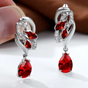 Luxury Copper Zirconia Drop Earrings For Women Champagne Gold Silver Plated Water Drop Marquise Cut Birthstone Earrings Wedding Jewelry Gift