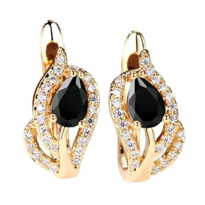 Luxe Koperen Zirkonia Peer Vorm Hangende Oorbellen Elegante Oorgespsluiting Vrouwen Sieraden Mode Verjaardagscadeau Accessoires