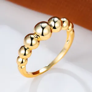 Anello Sfumato con Perline in Rame Minimalista per Donna Moda Geometrico Sfera Tonda Placcato Oro Argento Gioielli Regalo