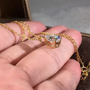 Elegant gold pear cut cubic zirconia teardrop pendant necklace for women
