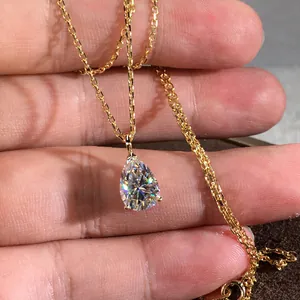 Elegant Pear Shaped Zirconia Pendant Necklace For Women Minimalist Copper Electroplated Water Drop Clavicle Chain Jewelry Gift