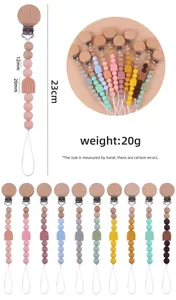 Spécifications de taille pour l'attache-tétine arc-en-ciel en silicone et hêtre