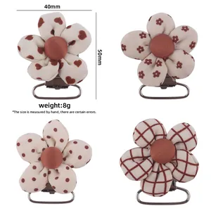 DIY Flower Pacifier Clip Accessories Cotton Fabric Cartoon Floral Heart Polka Dot Plaid Pattern Metal Safety Clip For Baby Infants Pacifier Chain Making