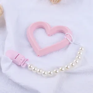 Baby Pacifier Clip Anti-drop Chain Colorful Faux Artificial Pearl Pacifier Holder For Teether Toy Newborn Infant Daily Accessory