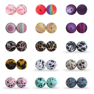 Siliconen Kralen Luipaardprint Voor DIY Sieraden Maken Baby Bijtring Fopspeenclip Accessoires