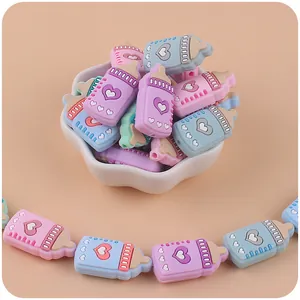 Cuentas de silicona para biberones para chupeteros DIY en varios colores pastel