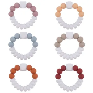 Baby Silikon Beißring Armband Für Säuglinge Lebensmittelqualität Silikon Beißring Mit Geometrischen Perlen Beruhigendes Spielzeug