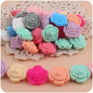 DIY rose silicone teething beads in macaroon colors for baby pacifier clips