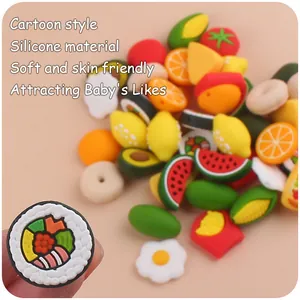 Macro di perline in silicone colorato a forma di sushi e frutta per catenelle fai-da-te
