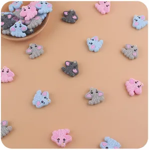 Macro view of elephant-shaped food-grade silicone teething beads for DIY pacifier clips