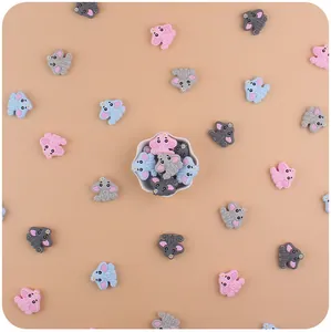 Detail of cute elephant silicone beads in multiple colors for DIY pacifier clips