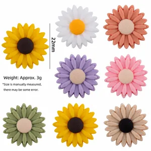 Cartoon Gänseblümchen Sonnenblume Silikonperlen Für DIY Schnullerkette Baby Beißring Armband Zubehör Handgefertigte Beißspielzeug Perlen