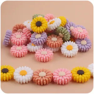 Bunte 22mm Gänseblümchen Silikonperlen für DIY Schnullerketten und Beißringe für Babys