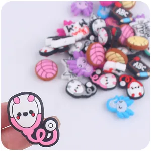 Cute pink stethoscope and cartoon animal PVC shoe charms for clog decoration