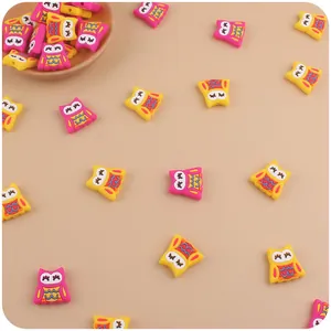 Macro detail of cartoon owl silicone beads for DIY baby teething pacifier clips