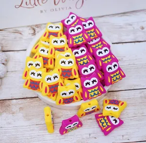 Cartoon Owl Silicone Beads For Baby Teether DIY Pacifier Chain Accessories Food Grade Infant Molar Toy Beads