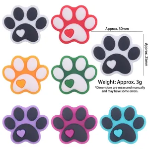 Cartoon paw silicone teething charms for baby pacifier clips in 8 colorful designs