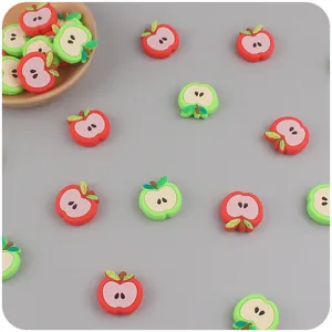 Silicone apple teething beads in red and green for baby pacifier clip DIY accessories