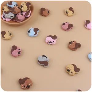 Macro shot of squirrel-shaped food grade silicone beads for baby teether DIY kits