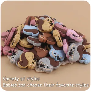 Colorful squirrel silicone teething beads for DIY baby pacifier clips and bracelets
