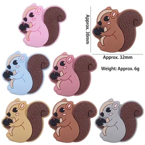 Cartoon Squirrel Silicone Beads For Baby Teether DIY Pacifier Chain Jewelry Accessories Soft Animal Shape Infant Beads