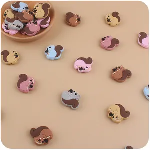Colorful silicone squirrel beads for DIY baby pacifier clips and teething jewelry