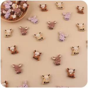 Perle da Dentizione in Silicone a Forma di Mucca e Alce Cartone Animato Accessori per Catenelle Ciuccio DIY Grado Alimentare Giocattoli da Masticare per Neonati