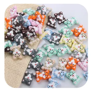 Détails de perles en silicone colorées en forme de chat pour chaînes de tétines DIY