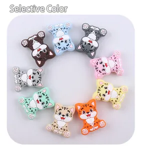 Perles en silicone chat pour attache-tétine DIY et bracelets de dentition