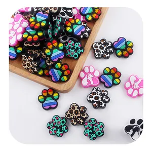 DIY silicone animal paw print beads for baby pacifier clips and teething bracelets