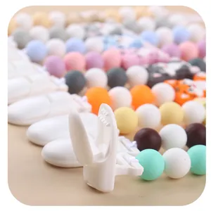 Cartoon animal silicone baby pacifier clip with colorful beads and secure plastic clasp