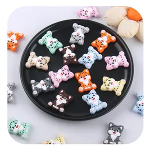 Perles en silicone en forme de chat coloré pour attaches-tétines et bracelets de dentition