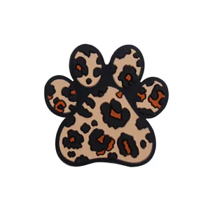 Detailed view of silicone paw-shaped bead with leopard print for DIY pacifier chains