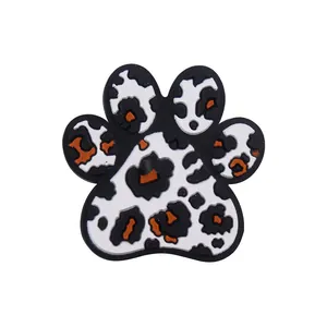 Detailed view of leopard print paw-shaped silicone beads for DIY baby pacifier clips
