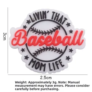 Baseball Mom Life silicone charm for baby pacifier clips and DIY accessory 3cm x 2.5cm